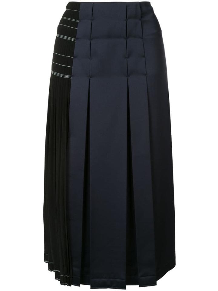 Cédric Charlier Panelled Pleated Skirt - Black