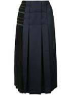 Cédric Charlier Panelled Pleated Skirt - Black