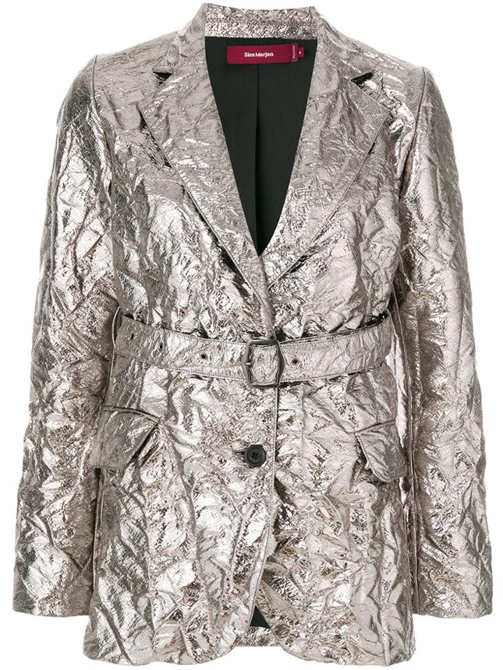 Sies Marjan Textured Metallic Belted Blazer