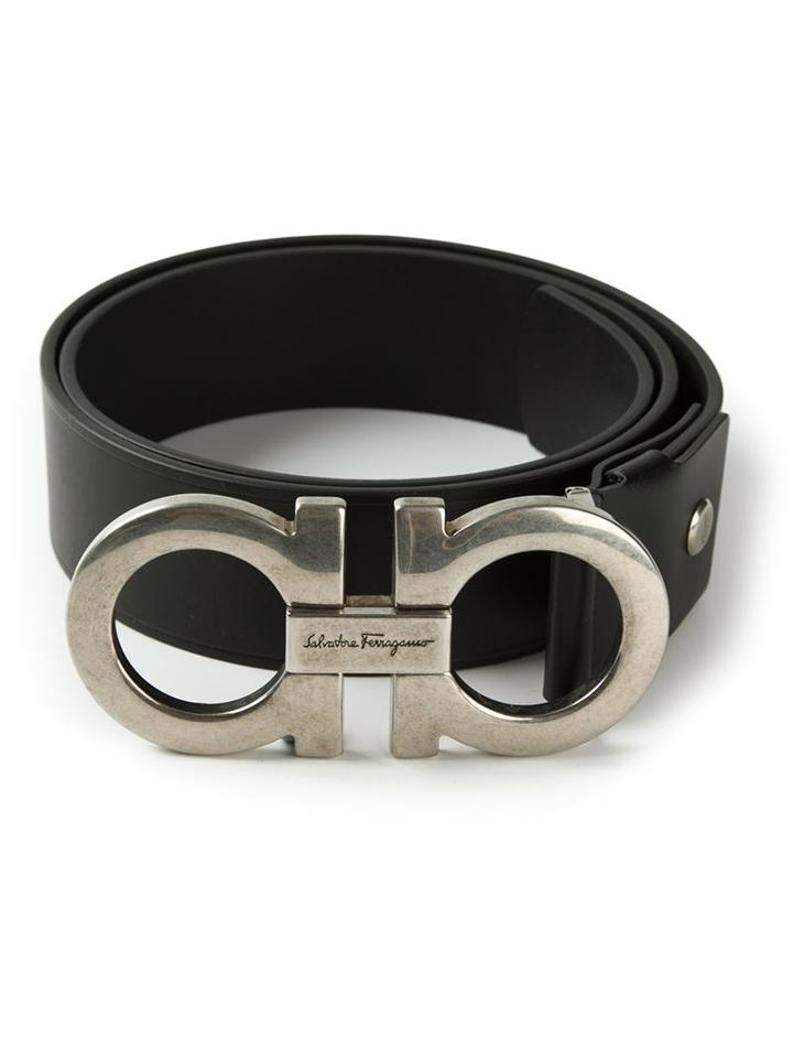 Salvatore Ferragamo Gancio Buckle Belt, Men's, Size: 115, Black, Leather