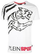 Plein Sport Tiger Print T-shirt, Men's, Size: Medium, White