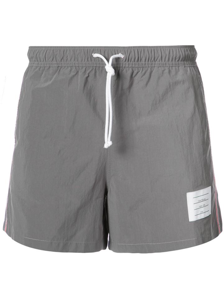 Thom Browne Classic Swim Trunk With Red, White And Blue Grosgrain Side