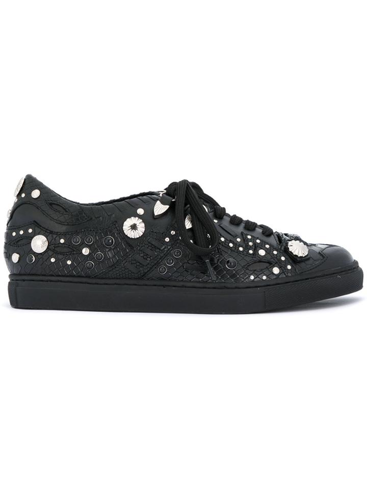 Toga Pulla Studded Embossed Sneakers - Black