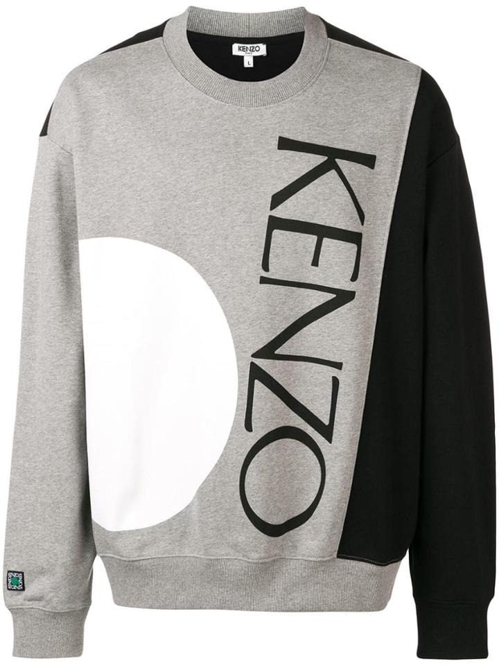 Kenzo Logo Print Panelled Sweatshirt - Grey