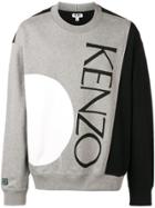 Kenzo Logo Print Panelled Sweatshirt - Grey