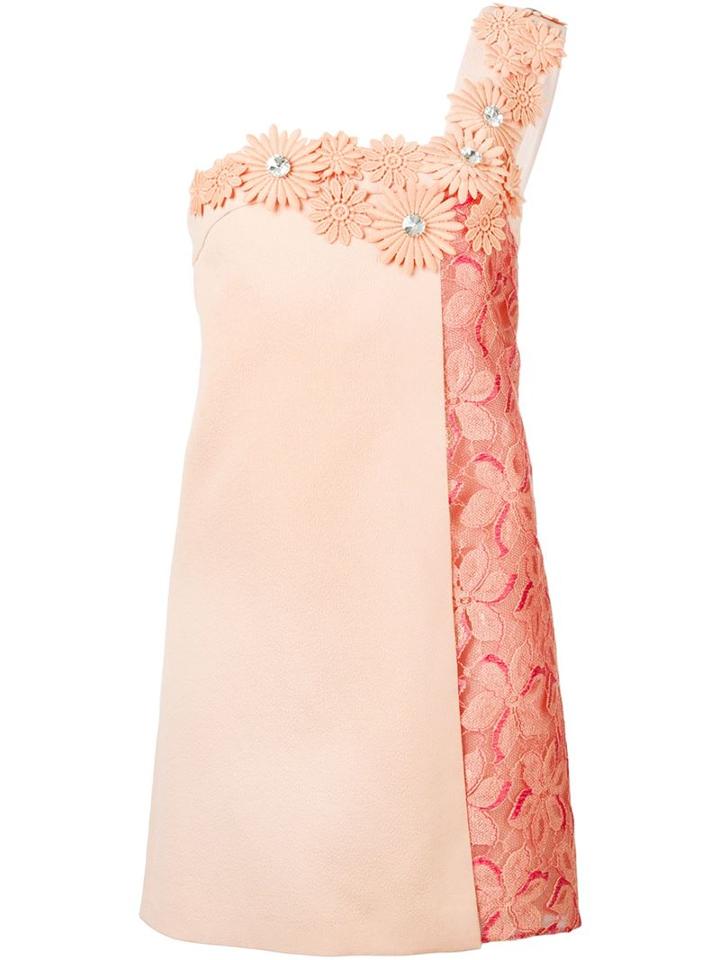 Emanuel Ungaro Flower Appliqué Mini Dress, Women's, Size: 42, Yellow/orange, Cotton/polyamide/rayon/rayon