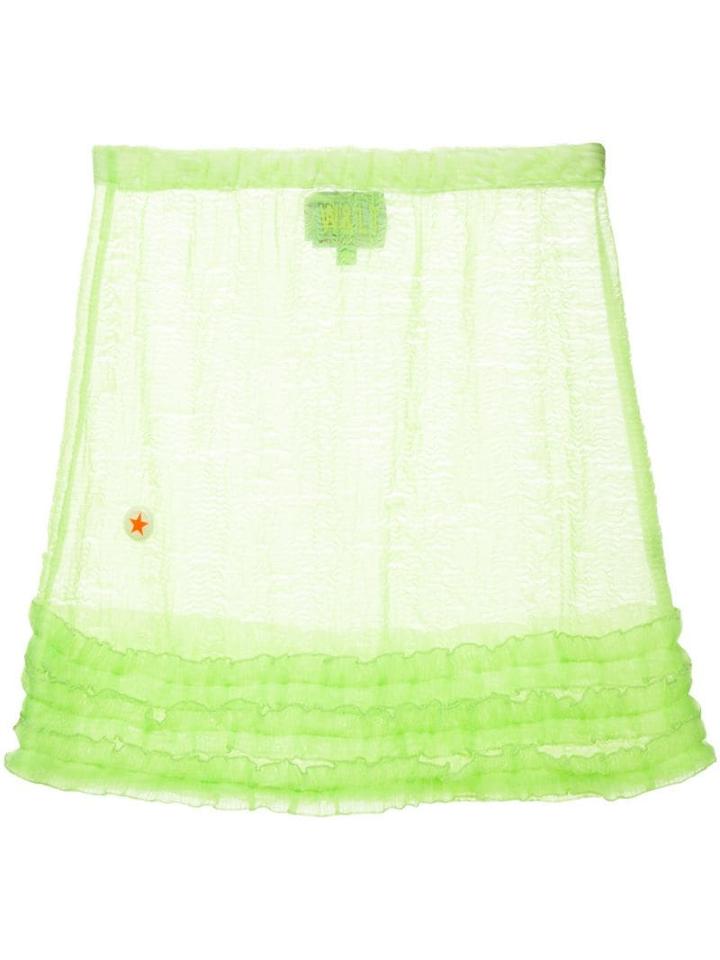 Walter Van Beirendonck Pre-owned Frill-trim Mini Skirt - Green
