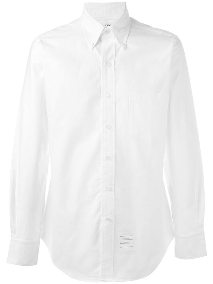 Thom Browne Long Sleeve Shirt With Grosgrain Placket In White Oxford