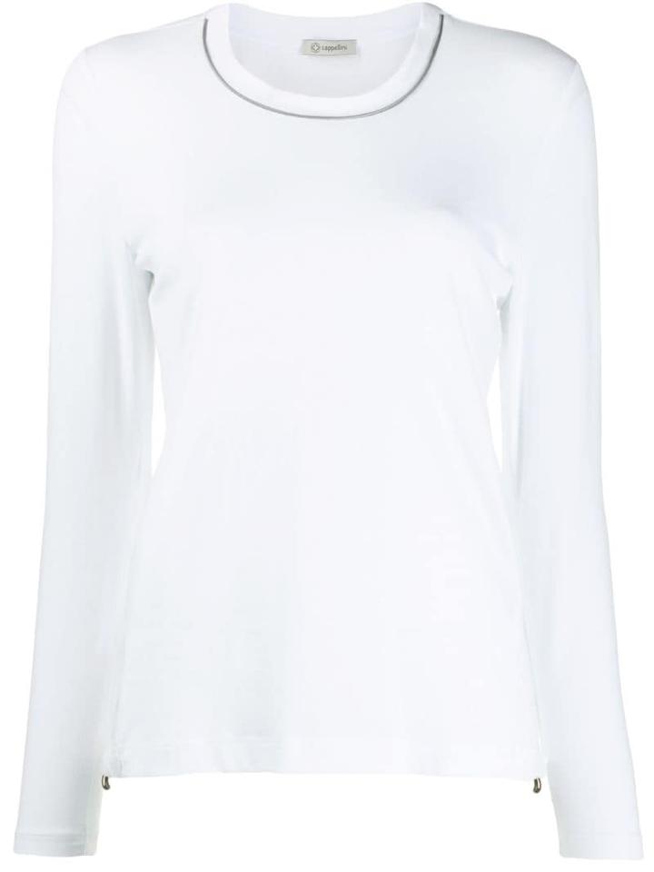 Peserico Contrast Neck Jersey Top - White