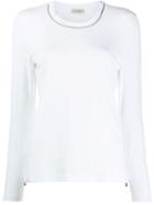Peserico Contrast Neck Jersey Top - White