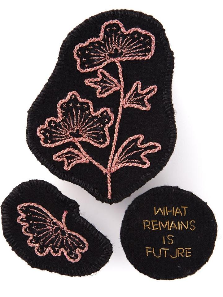 Ann Demeulemeester Embroidered Brooch, Women's, Black