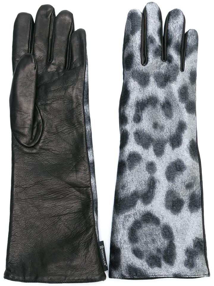 Moncler Leopard Print Leather Gloves