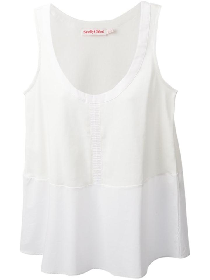 See By Chloé Macrame Detail Top, Women's, Size: 42, White, Cotton