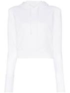 A Plan Application White Cropped Fitted Cotton Hoodie