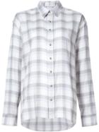 Adam Selman Rose Embroidered Stripe Cowgirl Shirt - Blue