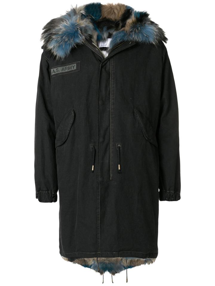 As65 Fur-trim Zipped Park Coat - Black