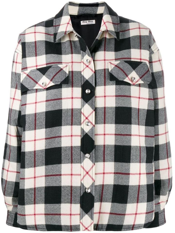 Miu Miu Check Wool Lightweight Jacket - Black