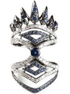 Nikos Koulis Diamond And Sapphire Pavé Ring - Metallic