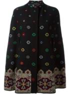 Alexander Mcqueen Floral Cross Stitch Cape, Women's, Size: Medium, Black, Silk/polyamide/polyester/wool