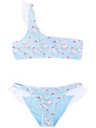 Mc2 Saint Barth Kids - One Shoulder Bikini - Kids - Polyamide/spandex/elastane - 16 Yrs, Blue