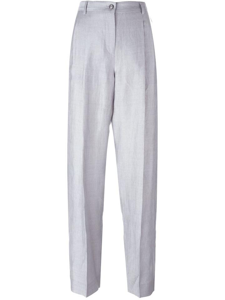Emporio Armani High-waisted Trousers, Women's, Size: 38, Grey, Linen/flax/polyamide