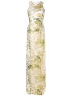 Galvan Paillette Column Gown - White