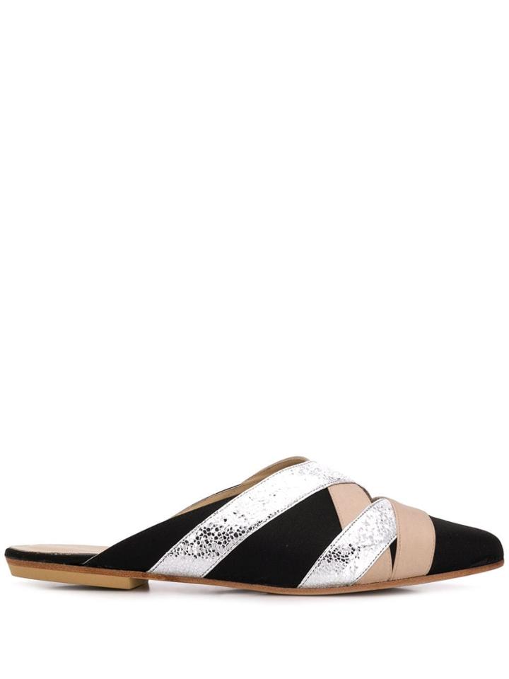 Gia Couture Colour-block Mules - Black