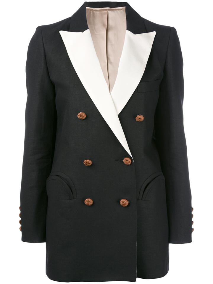 Blazé Milano Contrasting Lapel Blazer - Black