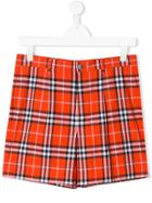 Burberry Kids Teen Classic Check Shorts - Red