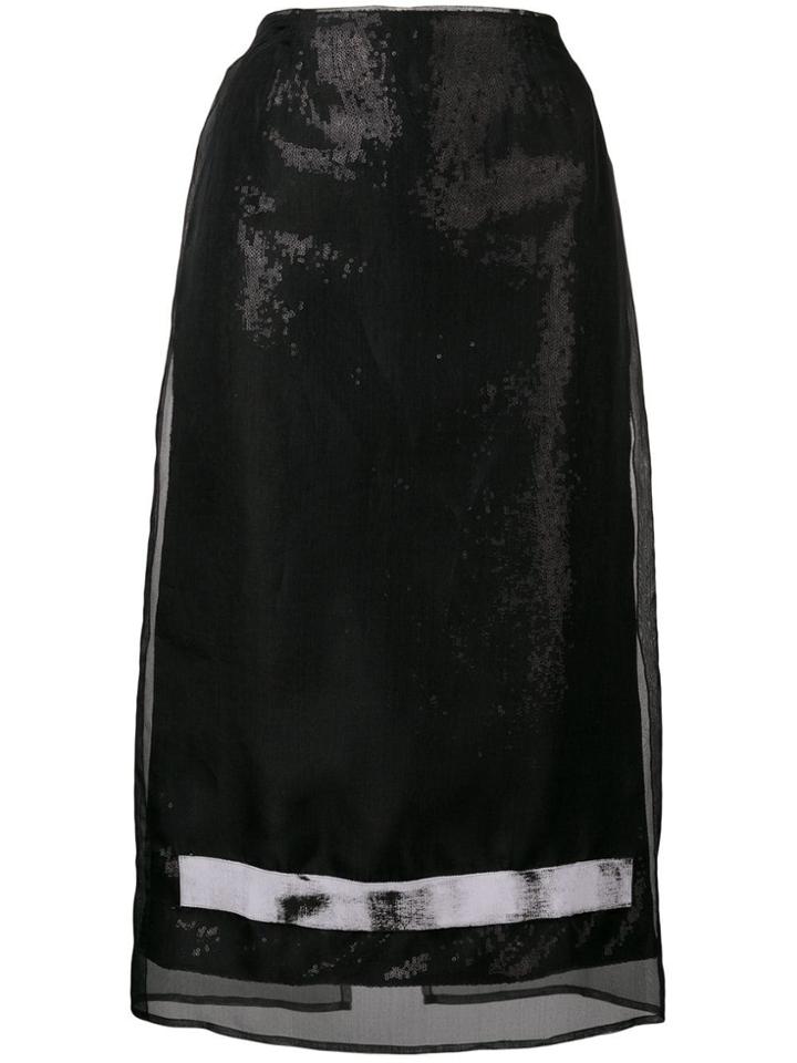 Brognano Sequin Embellished Pencil Skirt - Black