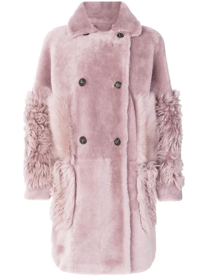 Desa 1972 Double Breasted Coat - Pink & Purple