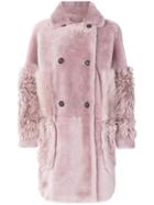 Desa 1972 Double Breasted Coat - Pink & Purple