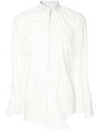 A New Cross Neck Tie Detail Shirt - White