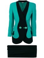 Versace Vintage Colour Blocked Skirt Suit - Green