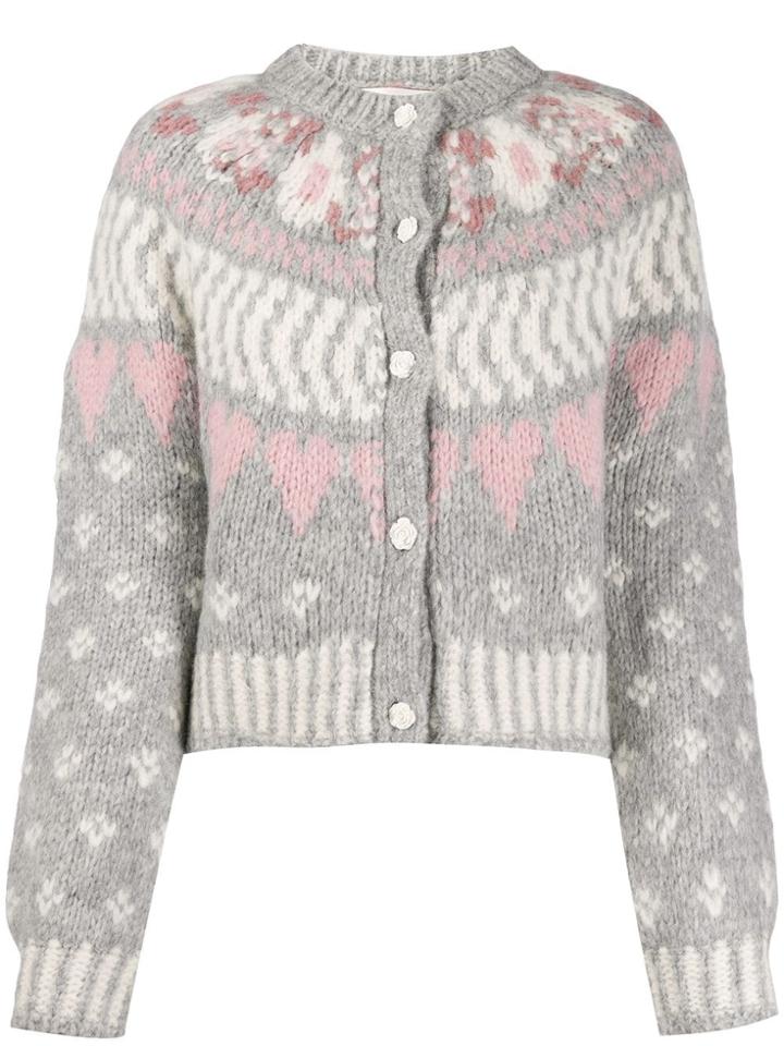 Love Shack Fancy Jamie Multi Pattern Cardigan - Grey