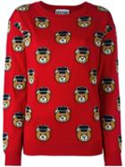 Moschino Toy Bear Intarsia Jumper, Women's, Size: Medium, Red, Virgin Wool
