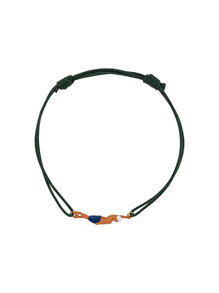 Aliita 9kt Yellow Gold Nadador Diver Figure Bracelet - Green