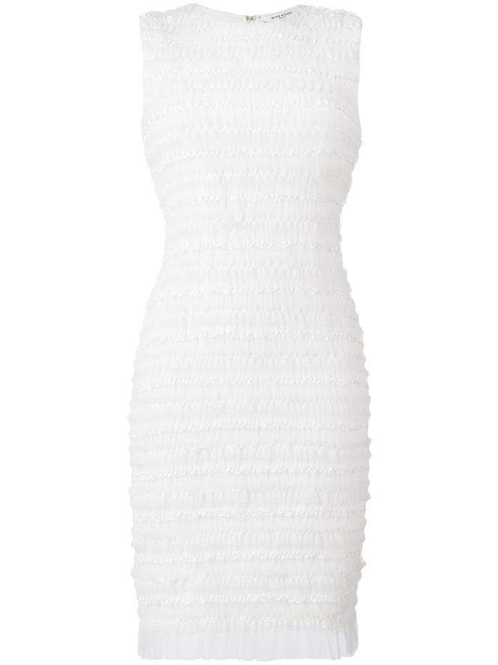 Givenchy Ruffle Embellished Pencil Dress - White
