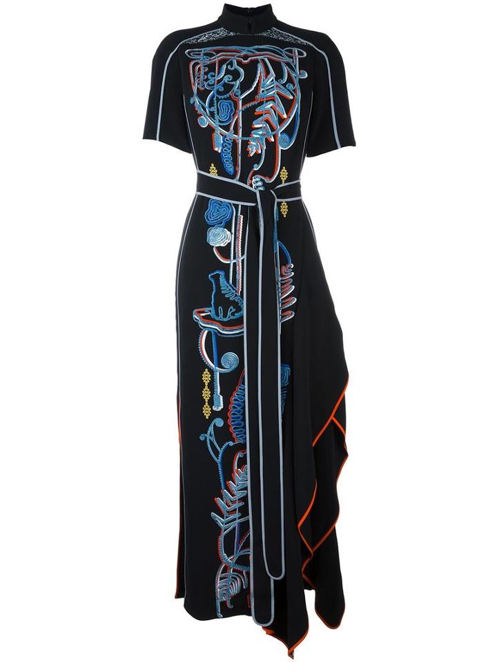 Peter Pilotto Embroidered Details Dress, Women's, Size: 10, Black, Spandex/elastane/acetate/viscose