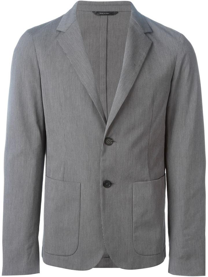 Jil Sander Woven Button Blazer, Men's, Size: 50, Grey, Cotton/cupro