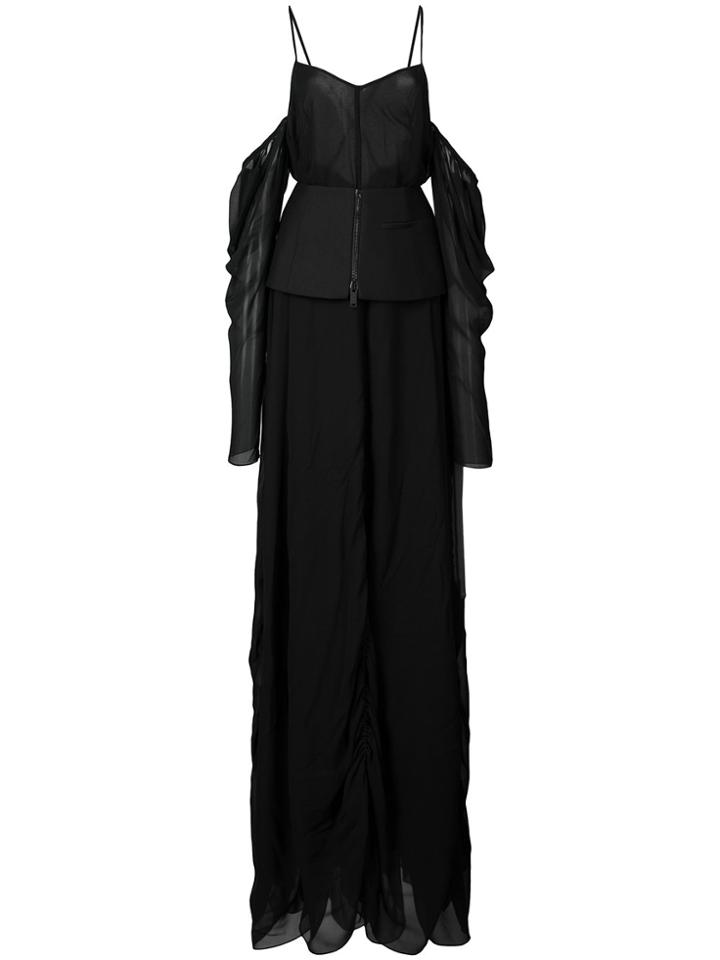 Vera Wang Off The Shoulder Draped Gown - Black