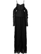 Vera Wang Off The Shoulder Draped Gown - Black