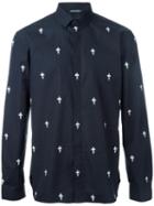 Neil Barrett Fleur-de-lis Print Shirt, Men's, Size: 43, Cotton