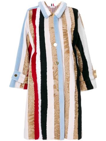 Thom Browne Raglan Sleeve Fur Overcoat - Multicolour