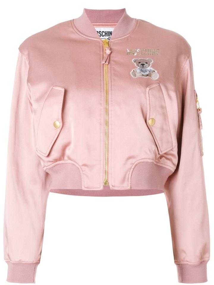 Moschino Teddy Bear Logo Bomber - Pink & Purple
