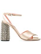 Rochas Crystal Heel Sandals - Nude & Neutrals