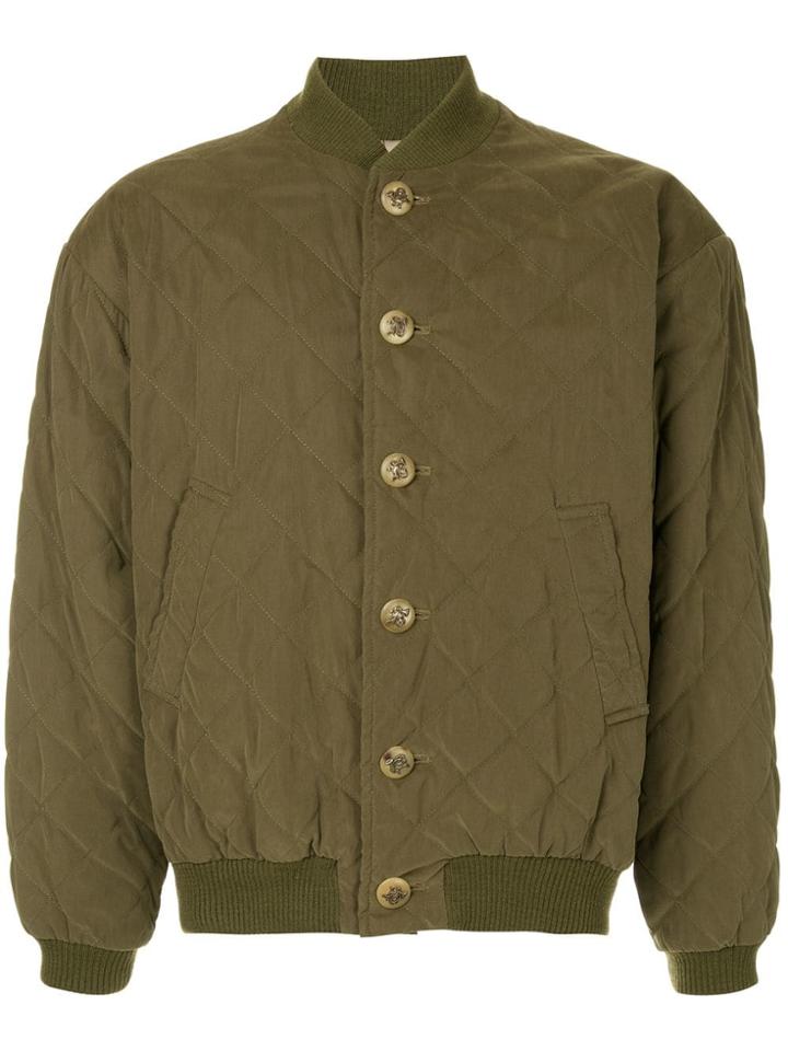 Hermès Vintage Quilted Bomber Jacket - Green