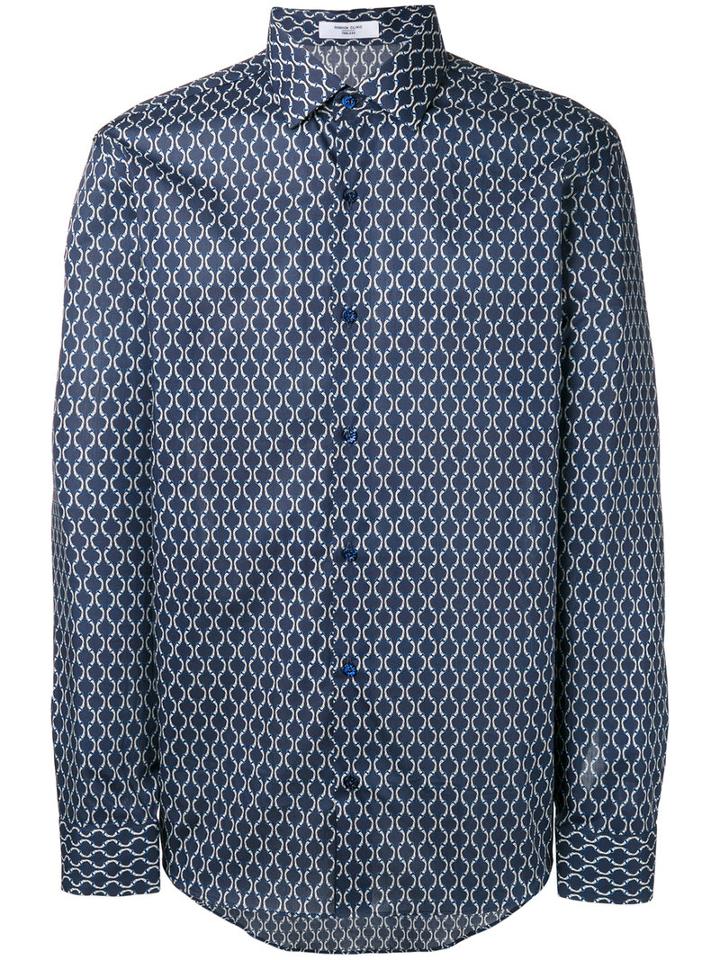 Fashion Clinic Timeless Printed Shirt, Men's, Size: 38, Blue, Cotton