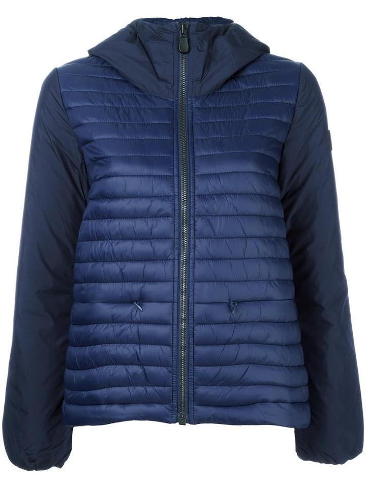 Save The Duck Hooded Puffer Jacket, Women's, Size: 2, Blue, Nylon/polyester
