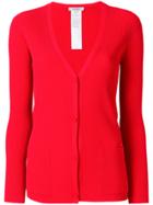 Max Mara Ribbed V-neck Cardigan - Red